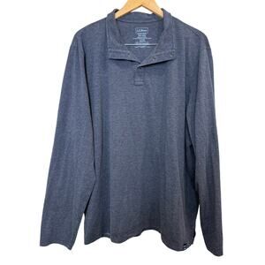 L.L. Bean Blue Cotton Slightly Fitted Snap Button Henley Long Sleeve Men XXL